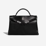 Pre-owned Hermès bag Kelly Lakis 40 Toile / Box Black Black Front Open | Sell your designer bag on Saclab.com