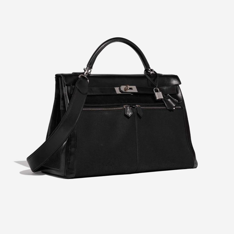 Pre-owned Hermès Tasche Kelly Lakis 40 Toile / Box Schwarz Schwarz Side Front | Verkaufen Sie Ihre Designer-Tasche auf Saclab.com