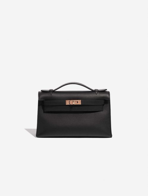 Pre-owned Hermès Tasche Kelly Pochette Swift Schwarz Schwarz Front | Verkaufen Sie Ihre Designer-Tasche auf Saclab.com