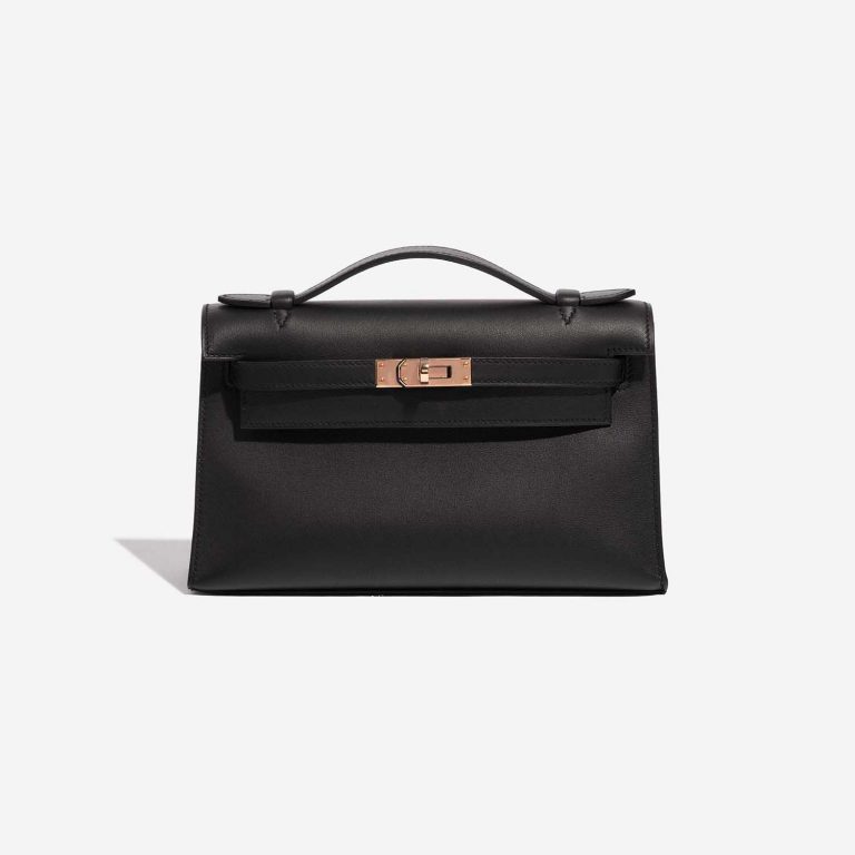 Pre-owned Hermès bag Kelly Pochette Swift Black Black Front | Sell your designer bag on Saclab.com