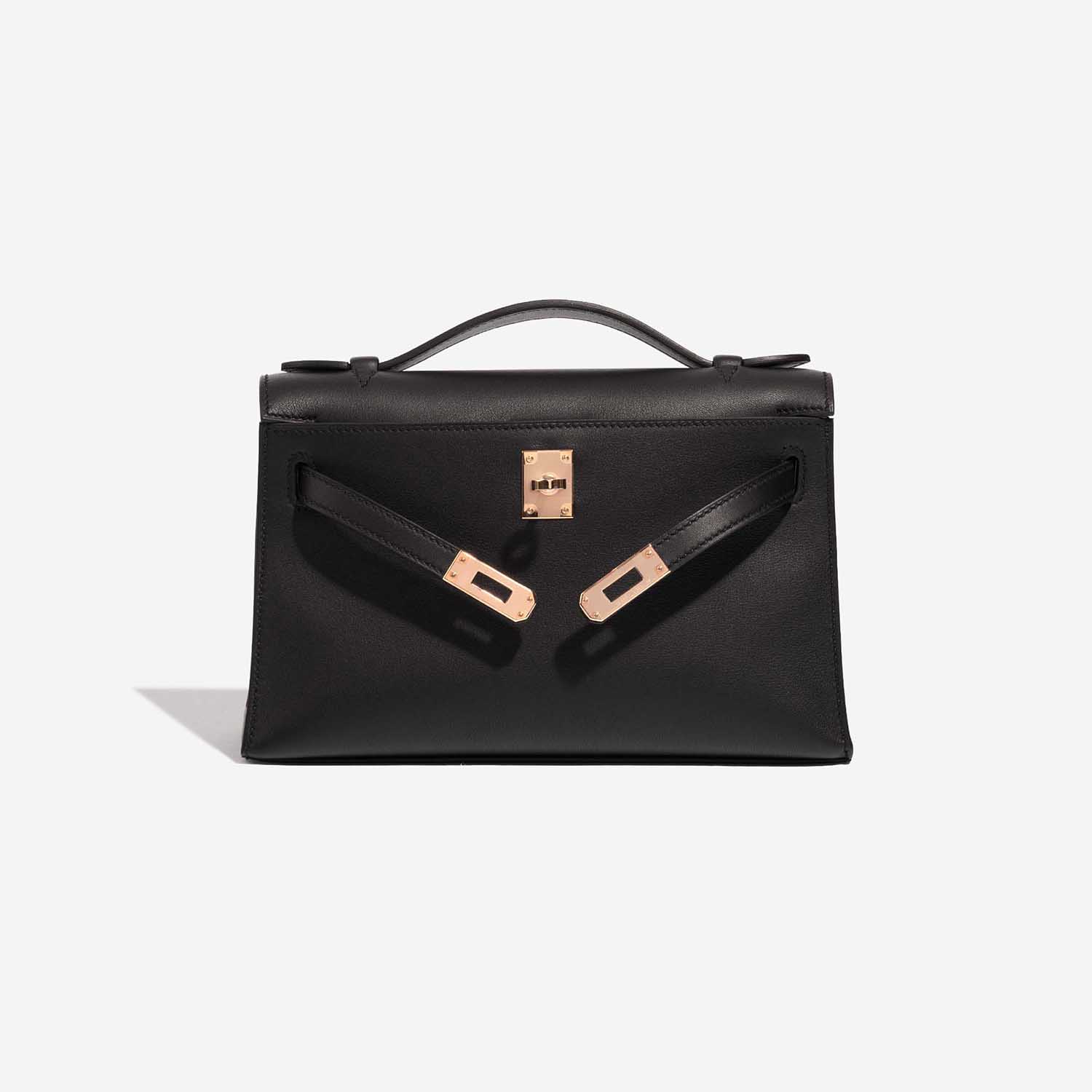 Pre-owned Hermès bag Kelly Pochette Swift Black Black Front Open | Sell your designer bag on Saclab.com