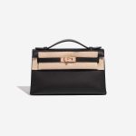 Pre-owned Hermès bag Kelly Pochette Swift Black Black Front Velt | Sell your designer bag on Saclab.com