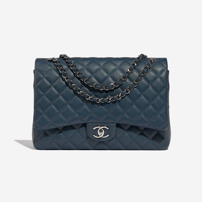 Sac Chanel d'occasion Timeless Maxi Caviar Bleu nacré Bleu de devant Vendre votre sac de créateur sur Saclab.com