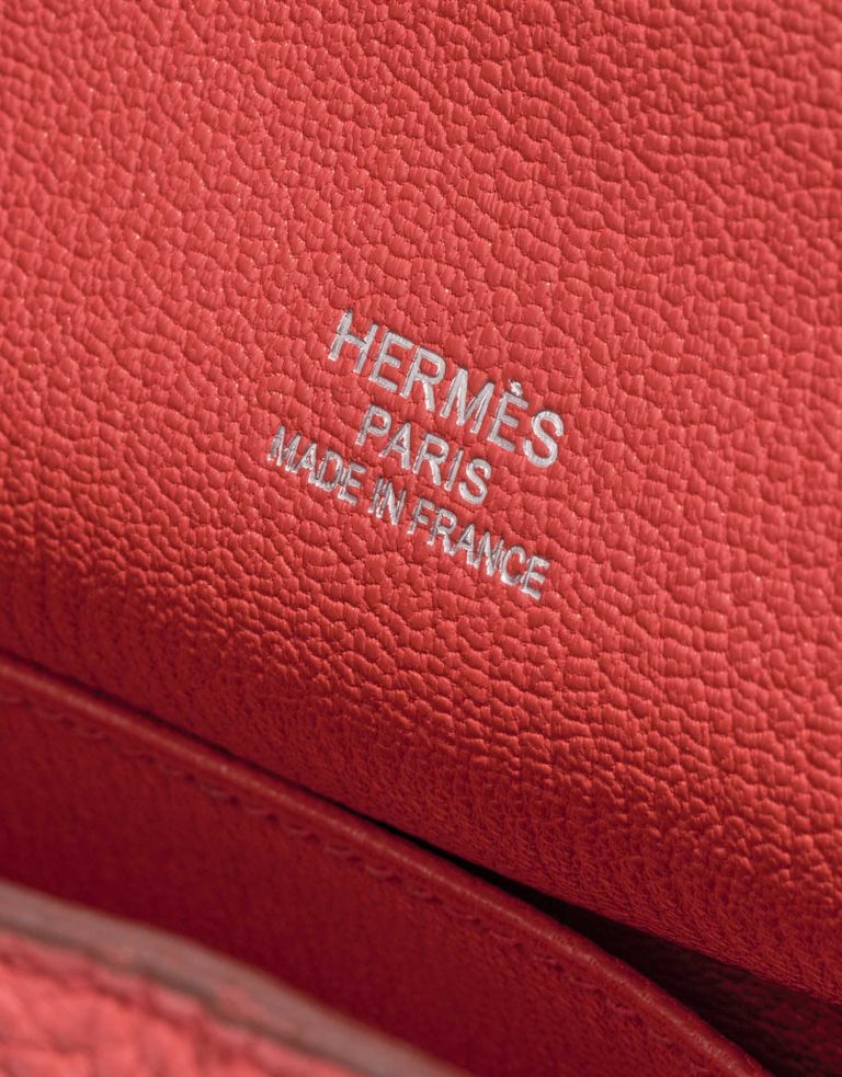 Pre-owned Hermès bag Jypsière 34 Taurillon Clemence Rouge Pivoine Red Logo | Sell your designer bag on Saclab.com