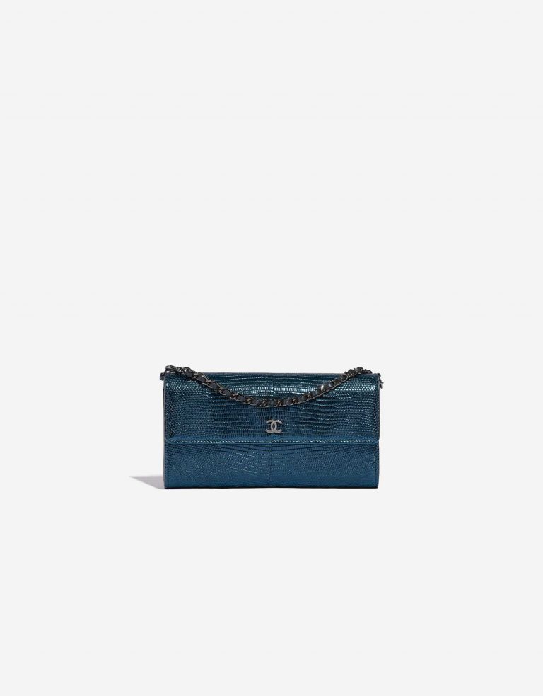 Pre-owned Chanel bag WOC Lizard Blue Blue Front | Sell your designer bag on Saclab.com