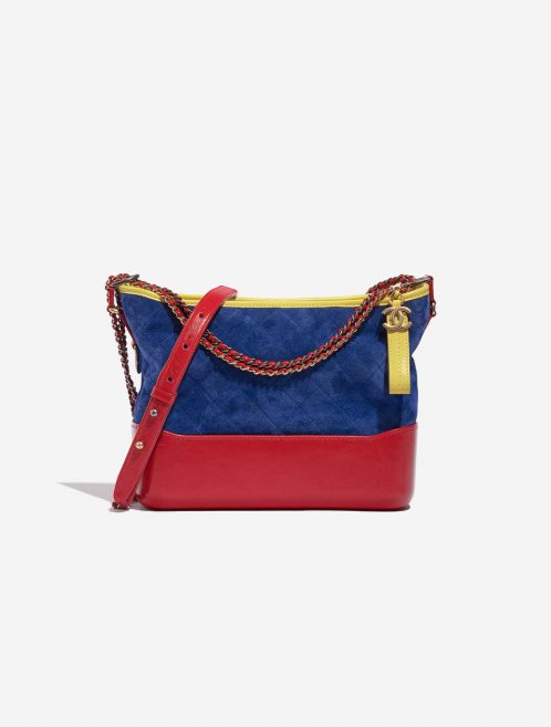 Pre-owned Chanel bag Gabrielle Medium Calf / Suede Blue / Red / Yellow Blue, Multicolour Front | Sell your designer bag on Saclab.com