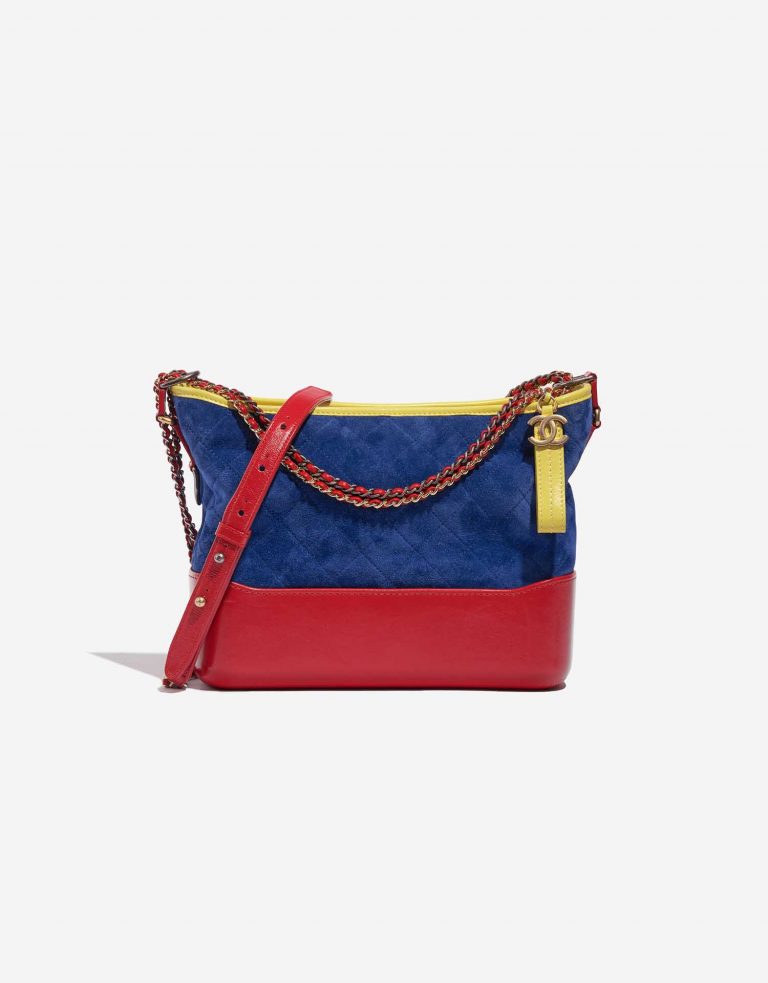 Pre-owned Chanel bag Gabrielle Medium Calf / Suede Blue / Red / Yellow Blue Front | Sell your designer bag on Saclab.com