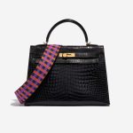 Pre-owned Hermès bag Strap Maxi Canvas Bleu Saphir / Anemone / Capucine / Noir Multicolour Detail | Sell your designer bag on Saclab.com