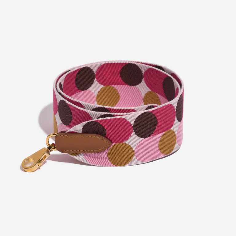 Pre-owned Hermès bag Sangle Flipperball Strap Canvas Framboise / Pink / Chocolate / Sesame / Blanc Multicolour Front | Sell your designer bag on Saclab.com