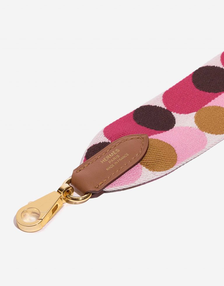 Pre-owned Hermès bag Sangle Flipperball Strap Canvas Framboise / Pink / Chocolate / Sesame / Blanc Multicolour Logo | Sell your designer bag on Saclab.com