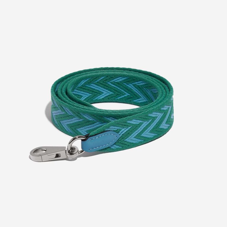 Pre-owned Hermès bag Strap Canvas Turquoise / Mint Blue, Green Front | Sell your designer bag on Saclab.com