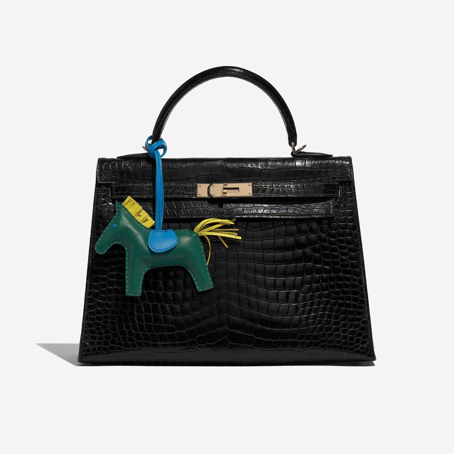 Pre-owned Hermès bag Rodeo MM Milo Vert / Blue Izmir / Jaune de Naples Green Detail | Sell your designer bag on Saclab.com