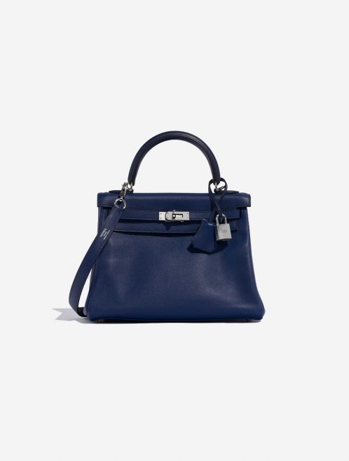 Pre-owned Hermès bag Kelly 25 Swift Blue Saphir Blue Front | Sell your designer bag on Saclab.com