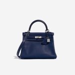 Pre-owned Hermès bag Kelly 25 Swift Blue Saphir Blue Front | Sell your designer bag on Saclab.com