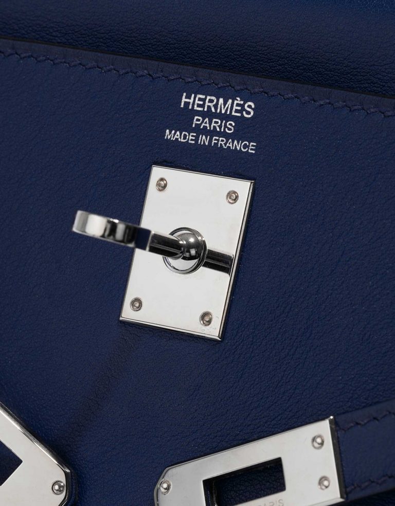 Sac Hermès d'occasion Kelly 25 Swift Bleu Saphir Bleu Logo | Vendez votre sac de créateur sur Saclab.com