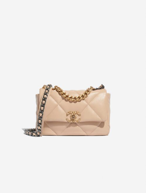 Pre-owned Chanel bag 19 Flap Bag Lamb Beige Beige Front | Sell your designer bag on Saclab.com
