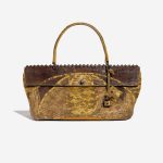 Pre-owned Bottega Veneta bag Lizard Patchwork Prezioso Satchel Lizard / Calf Yellow / Brown Brown, Yellow Front | Sell your designer bag on Saclab.com