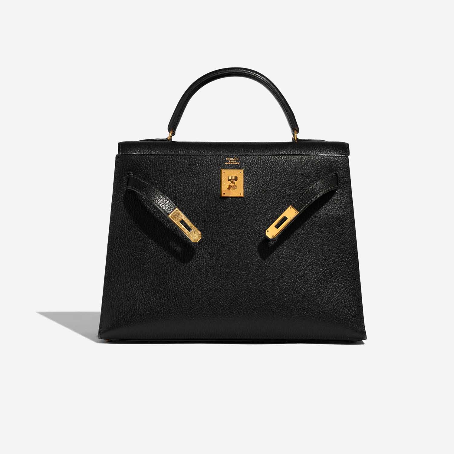 Sac Hermès d'occasion Kelly 32 Ardennes Noir Noir Devant Ouvert | Vendez votre sac de créateur sur Saclab.com