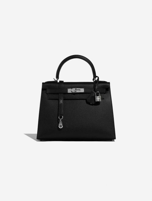 Pre-owned Hermès Tasche Kelly 28 Epsom Schwarz Schwarz Front | Verkaufen Sie Ihre Designer-Tasche auf Saclab.com