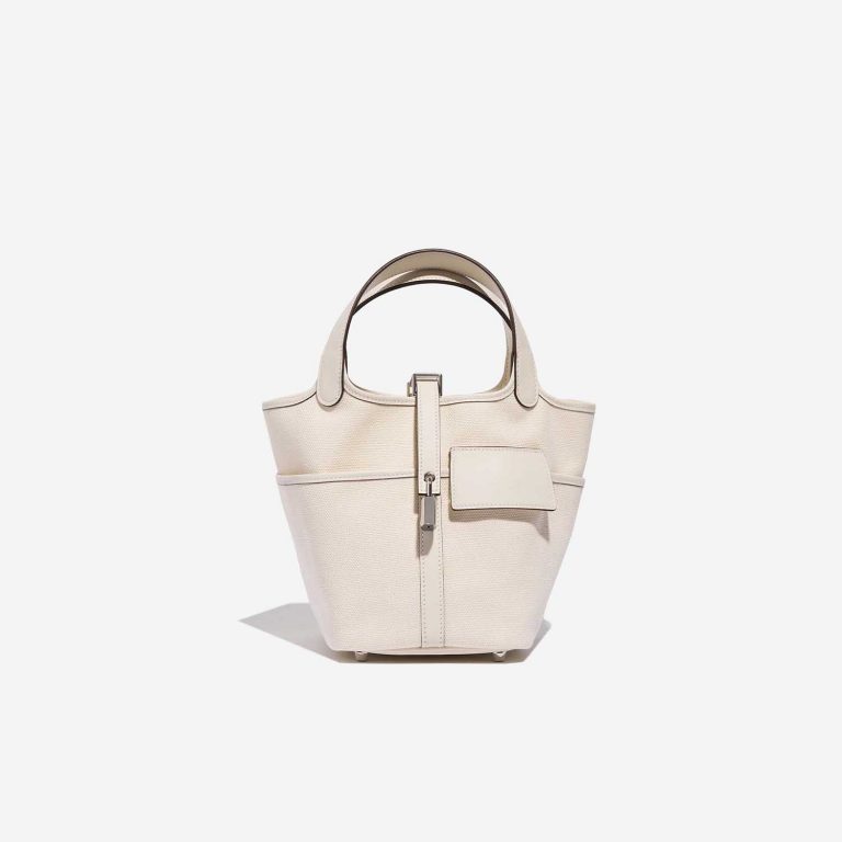 Pre-owned Hermès bag Picotin Cargo 18 Nata Canvas / Swift Nata White Front | Sell your designer bag on Saclab.com