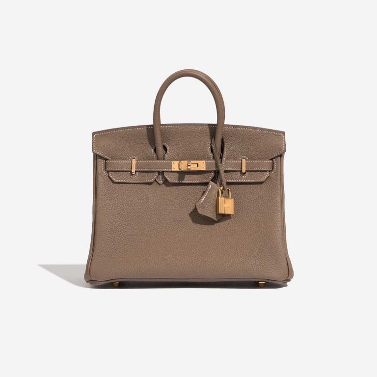 Pre-owned Hermès bag Birkin 25 Togo Etoupe Brown Front | Sell your designer bag on Saclab.com