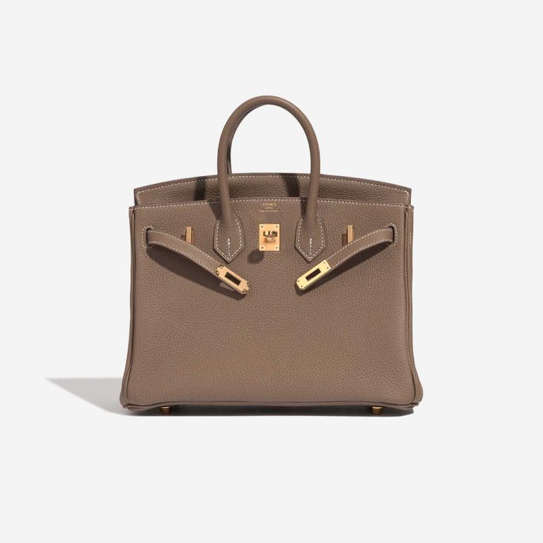 Pre-owned Hermès bag Birkin 25 Togo Etoupe Brown Front Open | Sell your designer bag on Saclab.com