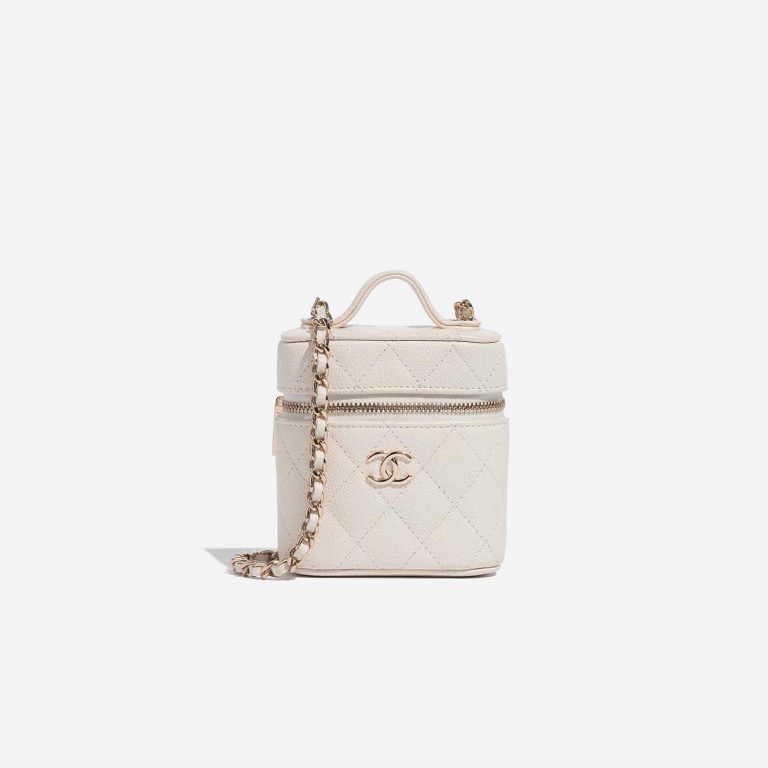 Pre-owned Chanel bag Vanity Mini Caviar White White Front | Sell your designer bag on Saclab.com