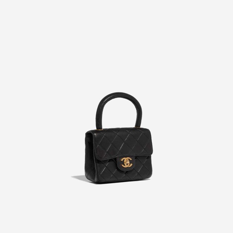 Pre-owned Chanel bag Timeless Handle Small Lamb Black Black Side Front | Sell your designer bag on Saclab.com