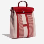 Pre-owned Hermès bag Herbag Backpack Toile / Vache Hunter Bordeaux / Ecru / Beige / Piment Red Side Front | Sell your designer bag on Saclab.com