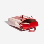 Pre-owned Hermès bag Herbag Backpack Toile / Vache Hunter Bordeaux / Ecru / Beige / Piment Red Inside | Sell your designer bag on Saclab.com