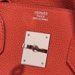 Pre-owned Hermès bag Birkin 30 Togo Geranium Red Logo | Sell your designer bag on Saclab.com
