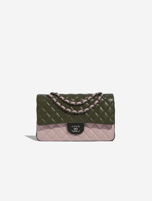 Pre-owned Chanel bag Timeless Medium Lamb Tri-colour Rose / Khaki / Emerald Green, Rose Front | Sell your designer bag on Saclab.com