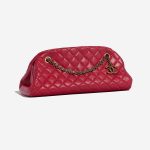 Pre-owned Chanel bag Bowling Mademoiselle Medium Lamb Raspberry Red Red Side Front | Sell your designer bag on Saclab.com