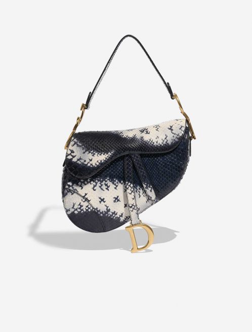 Pre-owned Dior bag Saddle Medium Python Blue / White Blue, White Front | Sell your designer bag on Saclab.com