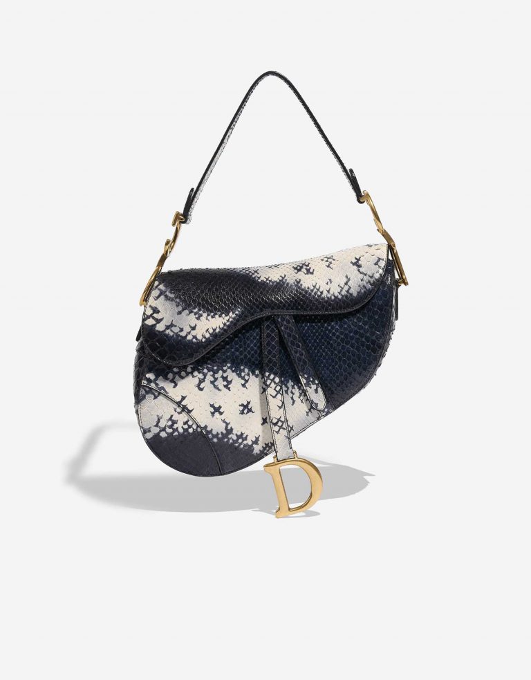 Pre-owned Dior bag Saddle Medium Python Blue / White Blue Front | Sell your designer bag on Saclab.com