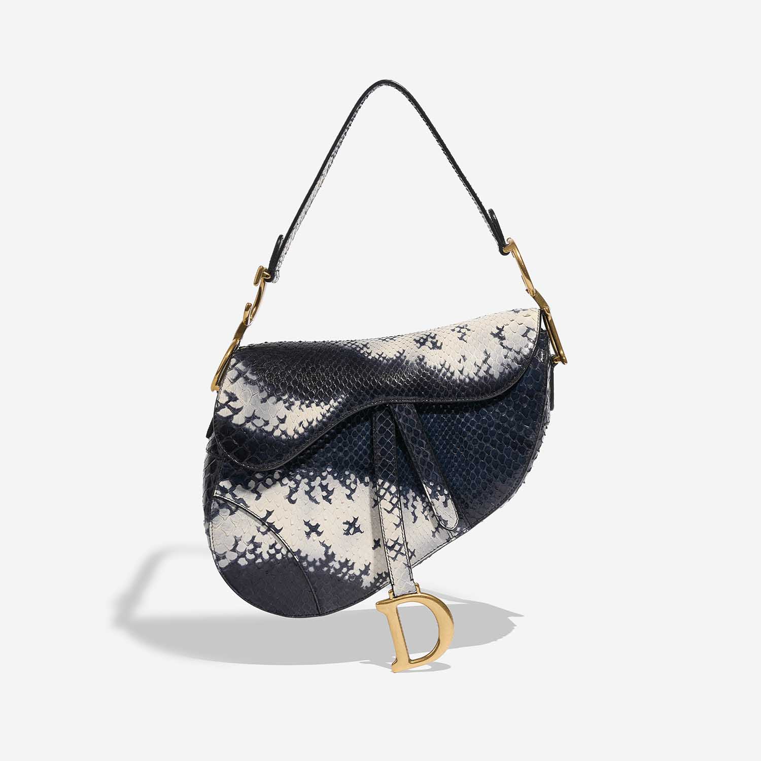 Gebrauchte Dior Tasche Saddle Medium Python Blau / Weiß Blau, Weiße Front | Verkaufen Sie Ihre Designer-Tasche auf Saclab.com