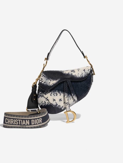 Pre-owned Dior bag Saddle Medium Python Blue / White Blue, White | Sell your designer bag on Saclab.com