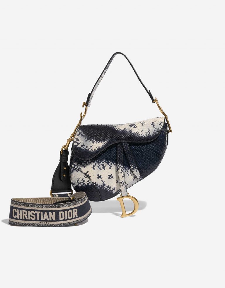 Sac Dior d'occasion Saddle Medium Python Bleu / Blanc Bleu | Vendez votre sac de créateur sur Saclab.com