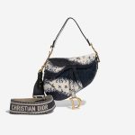 Pre-owned Dior bag Saddle Medium Python Blue / White Blue, White Detail | Sell your designer bag on Saclab.com
