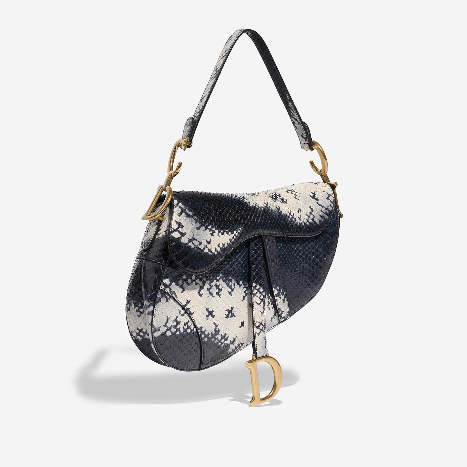 Pre-owned Dior Tasche Saddle Medium Python Blau / Weiß Blau, Weiß Side Front | Verkaufen Sie Ihre Designer-Tasche auf Saclab.com