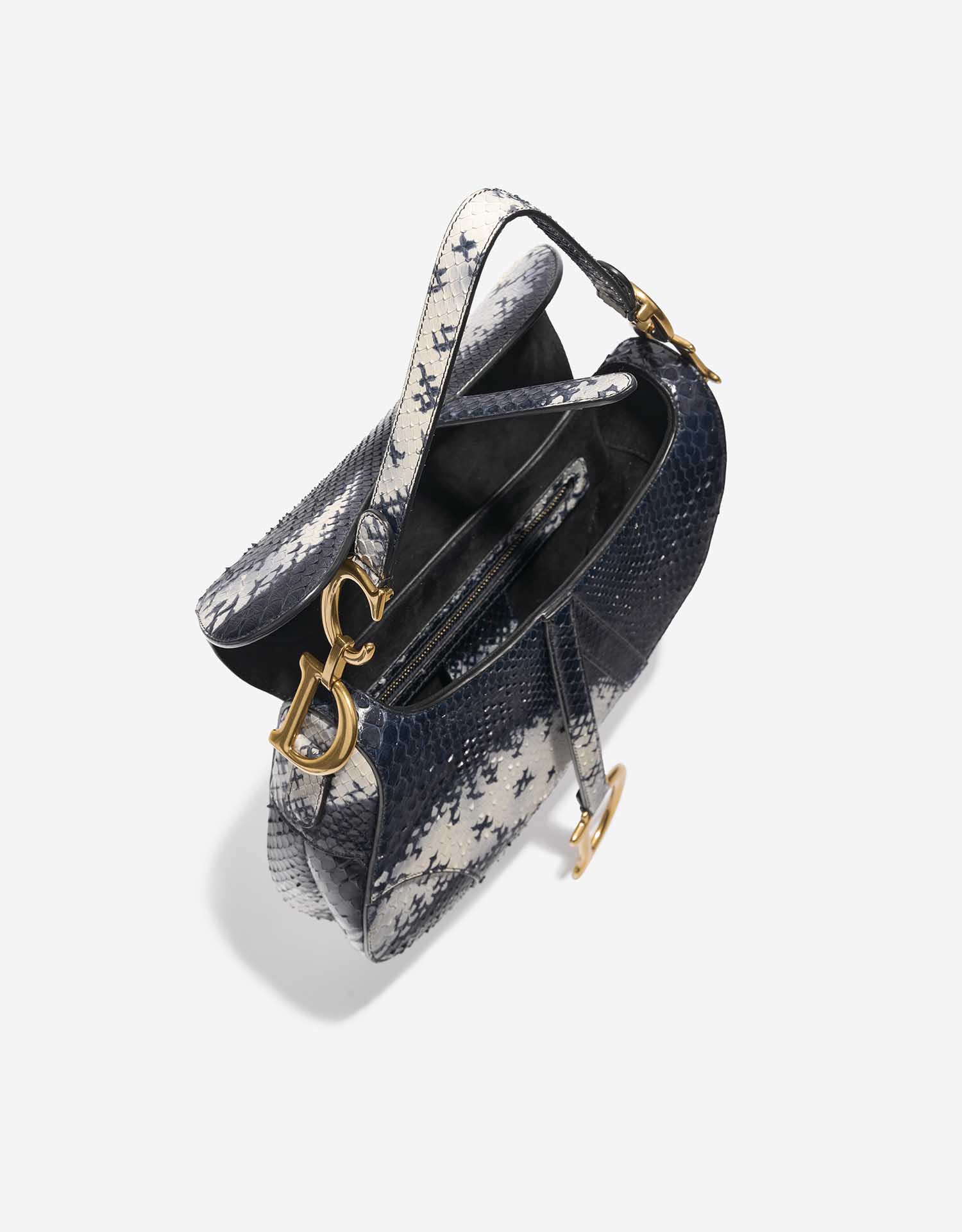 Pre-owned Dior bag Saddle Medium Python Blue / White Blue, White Inside | Sell your designer bag on Saclab.com