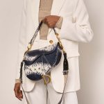 Pre-owned Dior bag Saddle Medium Python Blue / White Blue, White Model | Sell your designer bag on Saclab.com