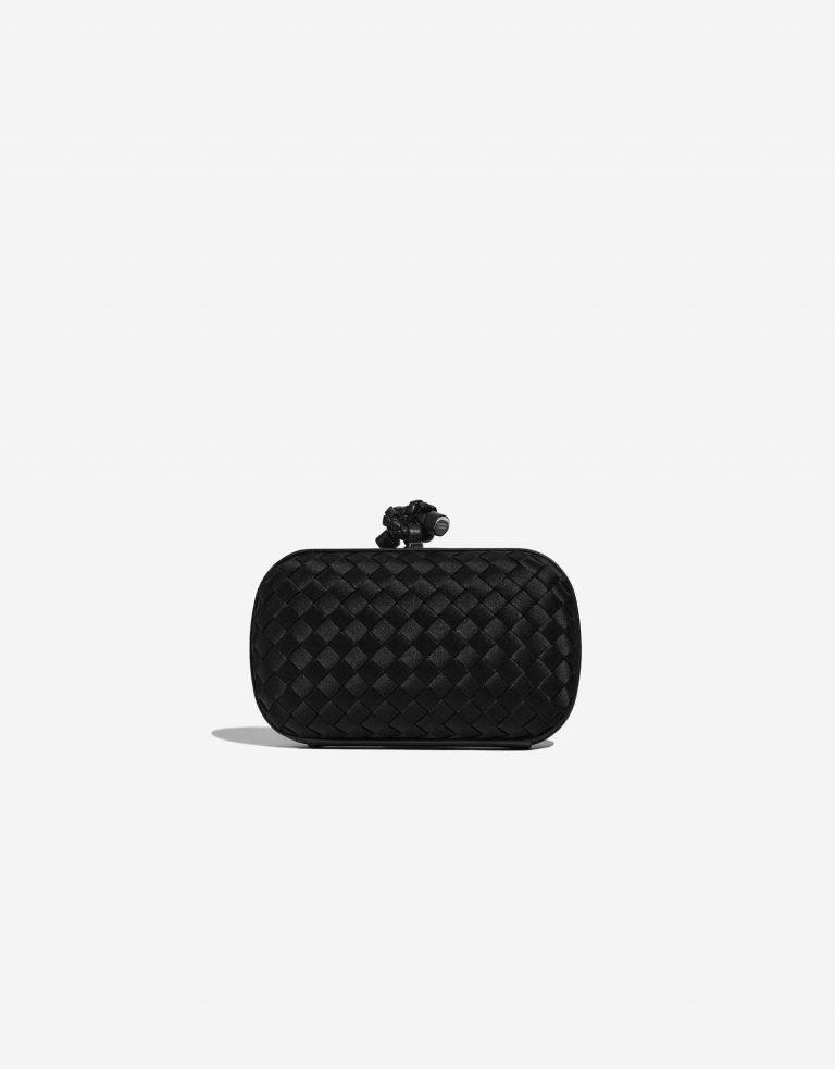 Pre-owned Bottega Veneta bag Knot Chain Clutch Satin Black Black Front | Sell your designer bag on Saclab.com