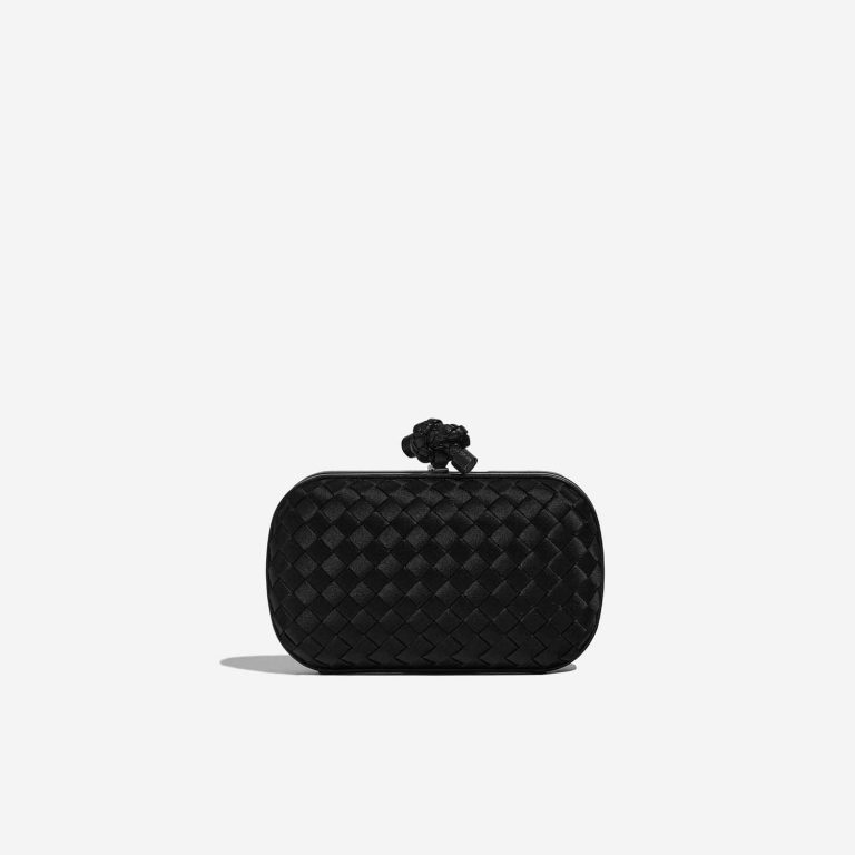 Pre-owned Bottega Veneta bag Knot Chain Clutch Satin Black Black Front | Sell your designer bag on Saclab.com