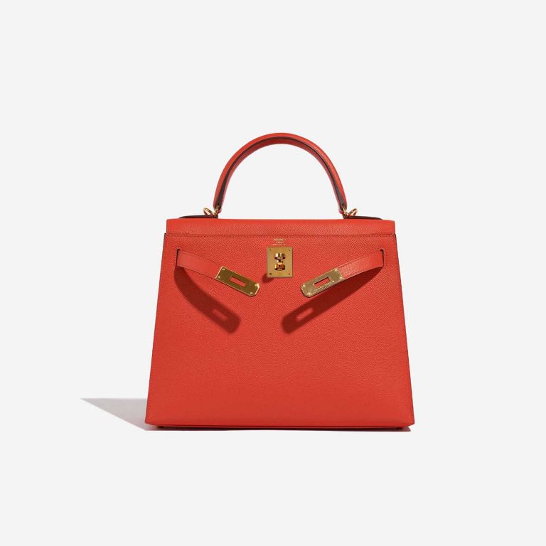 Pre-owned Hermès bag Kelly 28 Epsom Capucine Orange Front Open | Sell your designer bag on Saclab.com