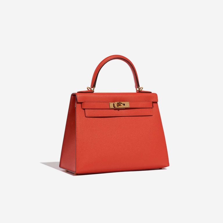 Pre-owned Hermès bag Kelly 28 Epsom Capucine Orange Side Front | Sell your designer bag on Saclab.com