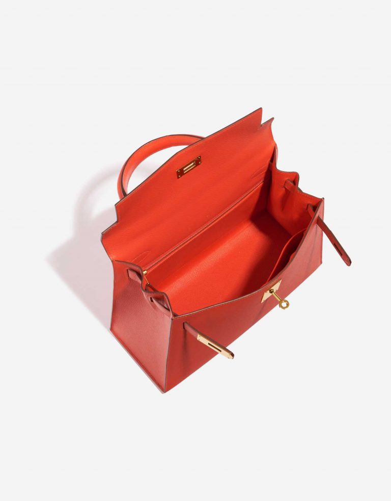 Pre-owned Hermès bag Kelly 28 Epsom Capucine Orange Inside | Sell your designer bag on Saclab.com