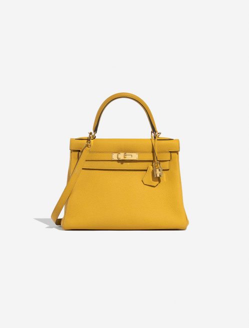 Pre-owned Hermès bag Kelly 28 Togo Jaune Ambre Yellow Front | Sell your designer bag on Saclab.com
