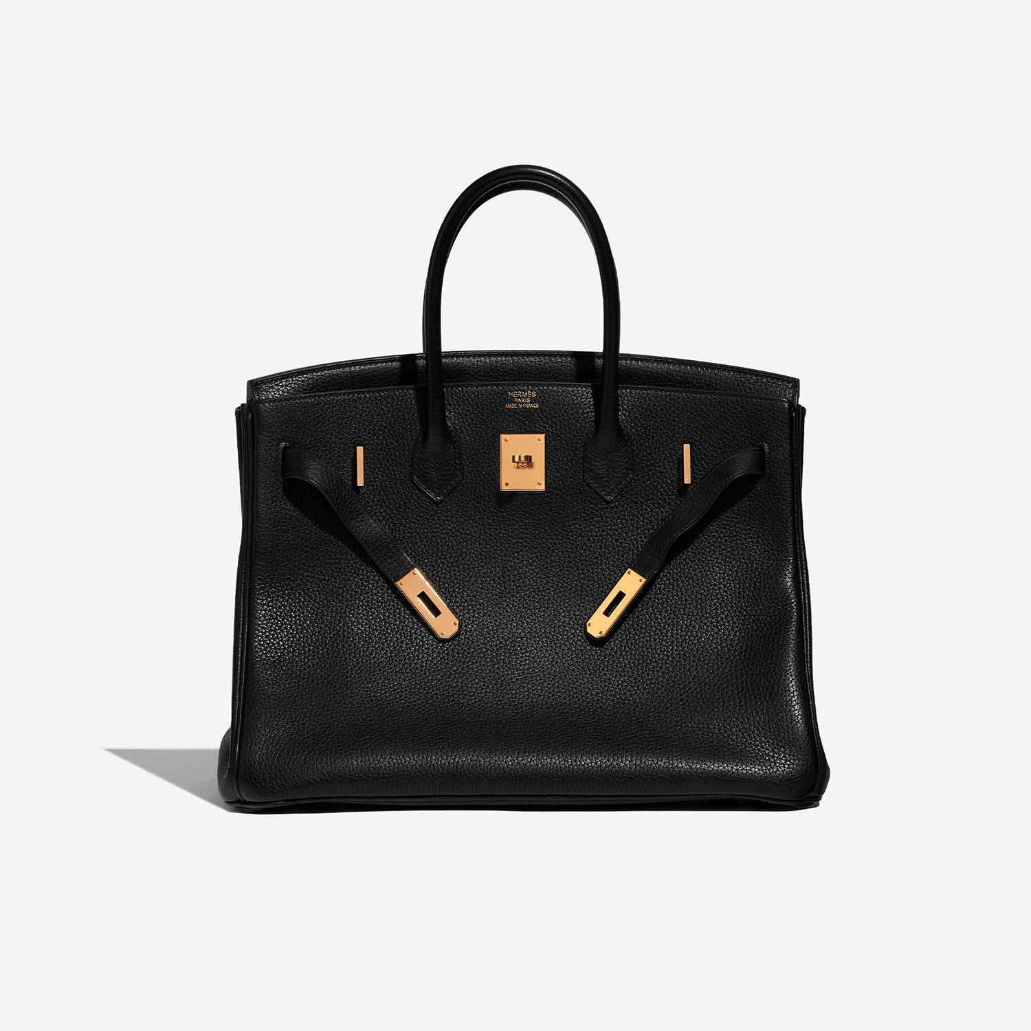 Pre-owned Hermès bag Birkin 35 Clemence Black Black Front Open | Sell your designer bag on Saclab.com
