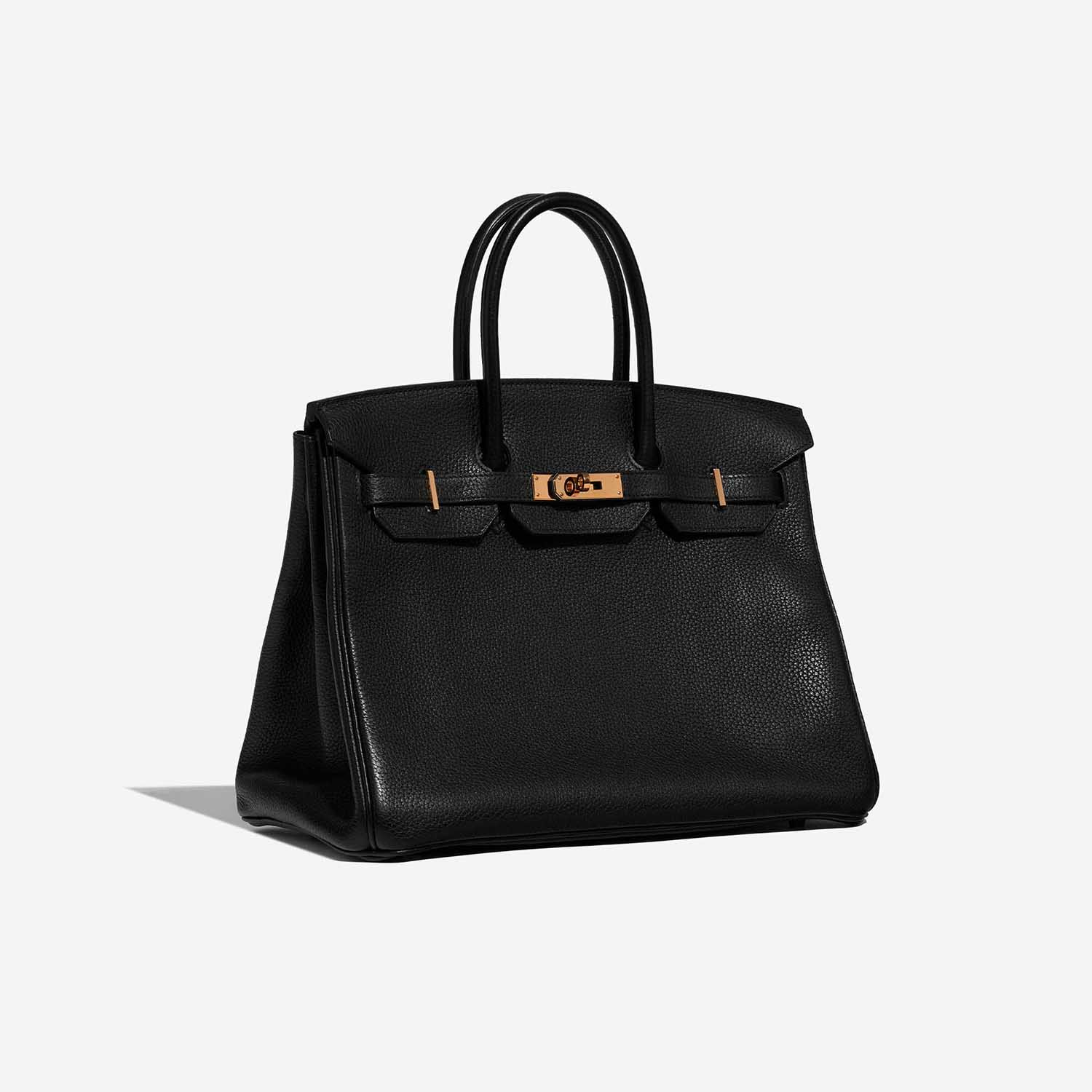 Pre-owned Hermès Tasche Birkin 35 Clemence Schwarz Schwarz Side Front | Verkaufen Sie Ihre Designer-Tasche auf Saclab.com